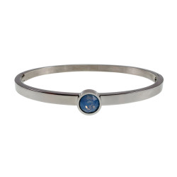 Bangle Dames - RVS - Stijve Armband met Lchtblauwe Matte Zirkonia