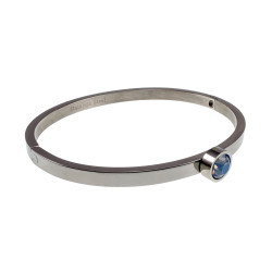 Bangle Dames - RVS - Stijve Armband met Lchtblauwe Matte Zirkonia