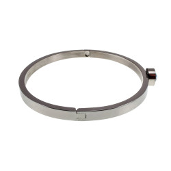 Bangle Dames - RVS - Stijve Armband met Lchtblauwe Matte Zirkonia