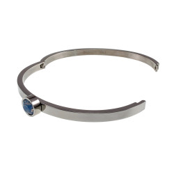 Bangle Dames - RVS - Stijve Armband met Lchtblauwe Matte Zirkonia