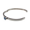 Bangle Dames - RVS - Stijve Armband met Lchtblauwe Matte Zirkonia