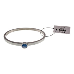 Bangle Dames - RVS - Stijve Armband met Lchtblauwe Matte Zirkonia