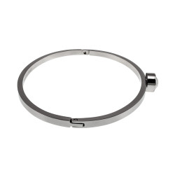 Bangle Dames - RVS - Stijve Armband met Melkwitte Zirkonia
