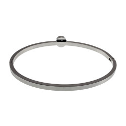Bangle Dames - RVS - Stijve Armband met Melkwitte Zirkonia