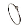 Bangle Dames - RVS - Stijve Armband met Melkwitte Zirkonia