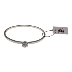 Bangle Dames - RVS - Stijve Armband met Melkwitte Zirkonia