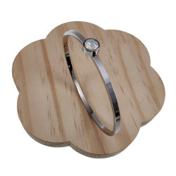 Bangle Dames - RVS - Stijve Armband met Melkwitte Zirkonia