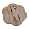 Bangle Dames - RVS - Stijve Armband met Melkwitte Zirkonia