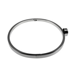 Bangle Dames - RVS - Stijve Armband met Zwarte Zirkonia