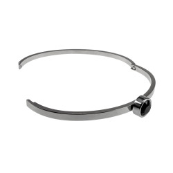 Bangle Dames - RVS - Stijve Armband met Zwarte Zirkonia