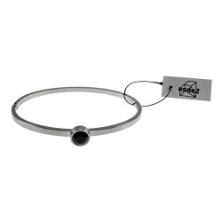 Bangle Dames - RVS - Stijve Armband met Zwarte Zirkonia