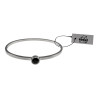 Bangle Dames - RVS - Stijve Armband met Zwarte Zirkonia