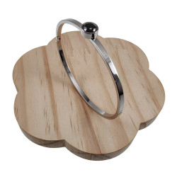 Bangle Dames - RVS - Stijve Armband met Zwarte Zirkonia