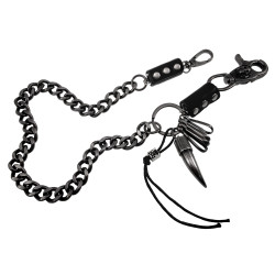 Heren Portemonneeketting met Sleutelring en Hoorn Hanger Broekketting