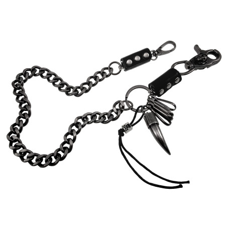 Heren Portemonneeketting met Sleutelring en Hoorn Hanger Broekketting
