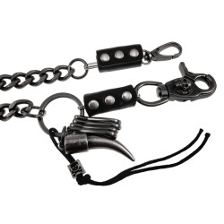 Heren Portemonneeketting met Sleutelring en Hoorn Hanger Broekketting