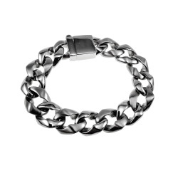 Massieve Cubaanse Armband - Gepolijst en Mat RVS Schakelarmband