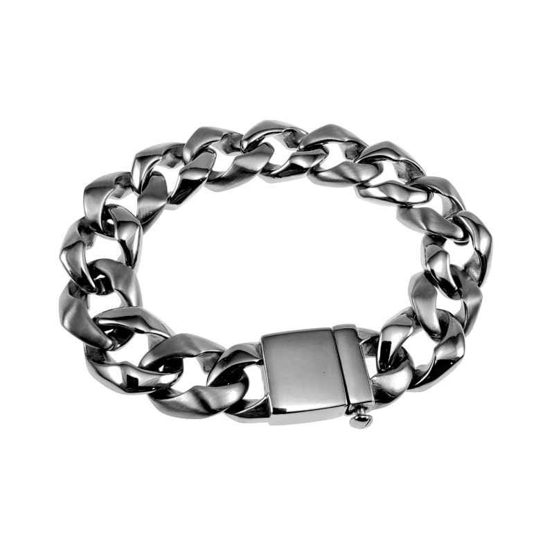 Massieve Cubaanse Armband - Gepolijst en Mat RVS Schakelarmband