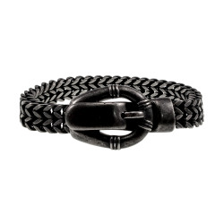 Armband Heren - Verouderde Antraciet RVS 316L - Brede Visgraatschakel