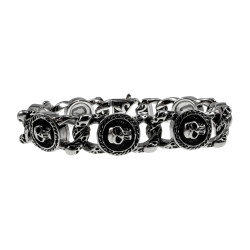 Heren 316L Roestvrij Staal - Brede Schakelarmband met Schedel Details