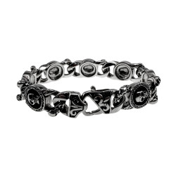 Heren 316L Roestvrij Staal - Brede Schakelarmband met Schedel Details