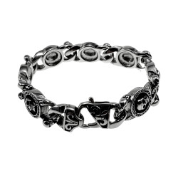 Heren 316L Roestvrij Staal - Brede Schakelarmband met Schedel Details