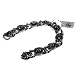 Heren 316L Roestvrij Staal - Brede Schakelarmband met Schedel Details
