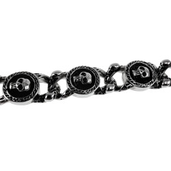 Heren 316L Roestvrij Staal - Brede Schakelarmband met Schedel Details