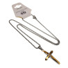 55cm x 2mm Jasseron-ketting + Kruishanger Unisex - Bicolor RVS