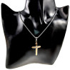 55cm x 2mm Jasseron-ketting + Kruishanger Unisex - Bicolor RVS