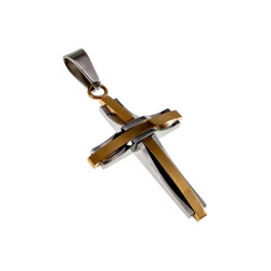 55cm x 2mm Jasseron-ketting + Kruishanger Unisex - Bicolor RVS
