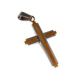 55cm x 2mm Jasseron-ketting + Kruishanger Unisex - Bicolor RVS