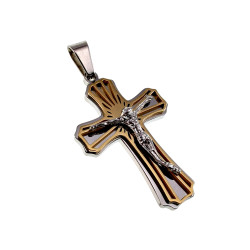 Zilverkleur - Goudkleur RVS Kruishanger met Jezus Unisex