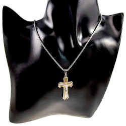 55cm x 2mm Jasseron-ketting + Bicolor Kruishanger met Jezus Unisex