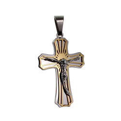 55cm x 2mm Jasseron-ketting + Bicolor Kruishanger met Jezus Unisex