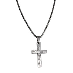 Kruishanger met Gebed Unisex - Gepolijst RVS Christelijke Kruis Hanger