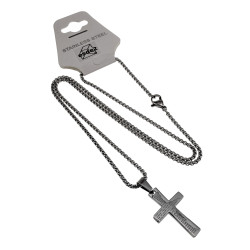 55cm x 2mm Jasseron-ketting + Kruishanger met Gebed - RVS - Unisex
