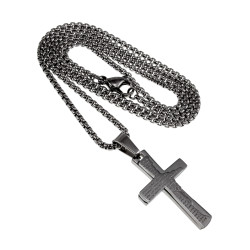 55cm x 2mm Jasseron-ketting + Kruishanger met Gebed - RVS - Unisex