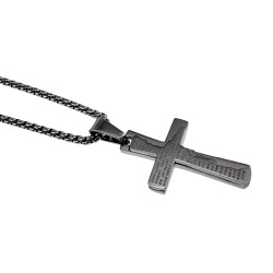 55cm x 2mm Jasseron-ketting + Kruishanger met Gebed - RVS - Unisex