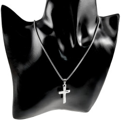 55cm x 2mm Jasseron-ketting + Kruishanger met Gebed - RVS - Unisex