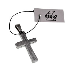 55cm x 2mm Jasseron-ketting + Kruishanger met Gebed - RVS - Unisex