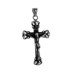 Kruishanger met Jezus en INRI Unisex - RVS - Zwartgeblakerde Afwerking