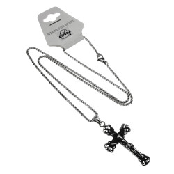 RVS Jasseron-ketting + Kruishanger met Jezus en INRI - Unisex