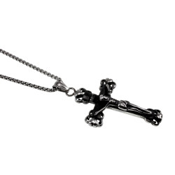 RVS Jasseron-ketting + Kruishanger met Jezus en INRI - Unisex
