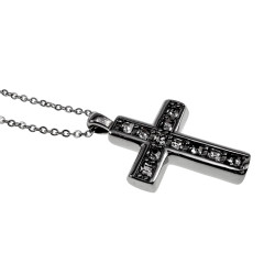 Fijne RVS Ketting met zirkonia Kruishanger - Verstelbaar 45 tot 50 cm