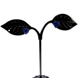 RVS Hartvormige Oorbellen met Blauwe Cubic Zirkonia Dames