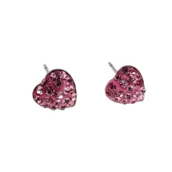 RVS Hartvormige Oorbellen met Roze Cubic Zirkonia Dames