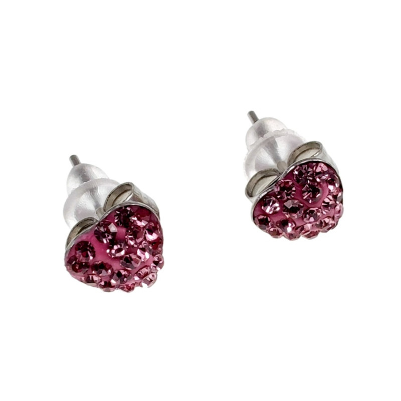 RVS Hartvormige Oorbellen met Roze Cubic Zirkonia Dames