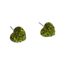 RVS Hartvormige Oorbellen met Limoengroene Cubic Zirkonia Dames