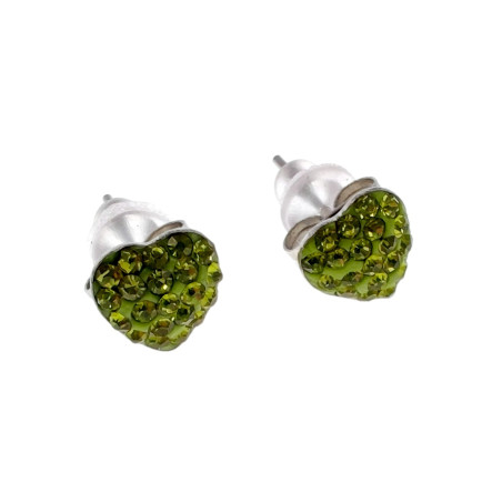RVS Hartvormige Oorbellen met Limoengroene Cubic Zirkonia Dames